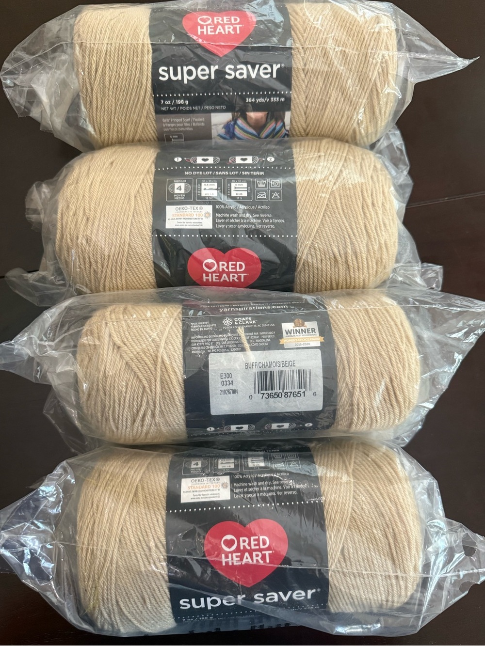 Red Heart Super Saver Yarn in Buff/Champagne Beige